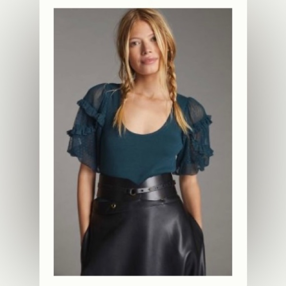 Anthropologie Maeve Ruffled Top NWT Size 1X Teal